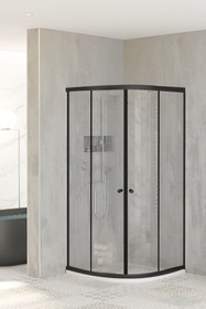 Resim Sanica Magna Cam Duşakabin Oval Siyah Şeffaf 4 Mm H:178 