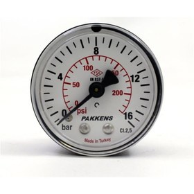 Resim Pakkens 0-16 Bar 63 mm Arkadan Bağlantılı Kuru Manometre G 1/4 inç 