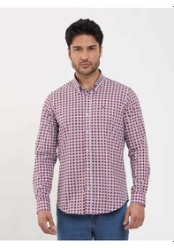 Resim Dufy Kırmızı Erkek Slim Fit Puantiyeli Brent Düğmeli Yaka Uzun Kol Gömlek - 104344-kırmızı Kırmızı 