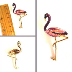 Resim Omeniv Vintage Stil Tropik Mor Flamingo Broş İğne Mineli 