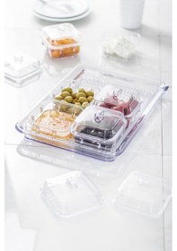 Resim Akrilik Şeffaf 6 Lı Kapaklı Kahvaltılık Kahvaltı Seti & Saklama Kabı Cam Değildir Şeffaf 