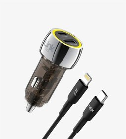 Resim Linktech C438 Şeffaf 55w Çift Pd 30w Ve Qc 25w Süper Hızlı Araç Şarj Cihazı, Type-c Lightning Kablolu 
