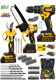Resim EISEnn Germany Fırçasız Motor 3 lü Bahçe Set Takım 13 mm Darbeli Matkap + Budama makası + Dal Kesme Makinas 