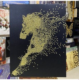 Resim Gold Sim Işlemeli Modern At Kanvas Tablo 