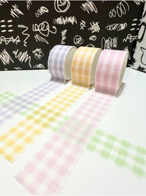 Resim Padme studio Ekose Desenli Soft 4'lü Washi Tape/dekoratif Bant ( Her Biri 2cm Genişilk Ve 2m Uzunluk) 