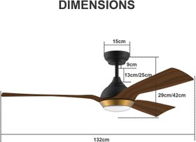 Resim 132 cm WiFi Tavan Vantilatörü,Kısılabilir LED Aydınlatma, 6 Hız DC Motor 