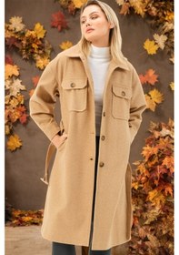 Resim Z6777 Dewberry Bayan Palto-düz Camel-düz Camel 