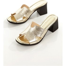 Resim Mia100-tpk-1120 Hakiki Deri Günlük-düğün-eğlence-tatil Altın Topuklu Terlik Altın 
