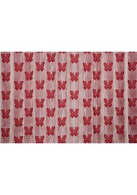 Resim Kelebek Model Bordo Renk Ip Perde Hazır Düğmeleri Dikilmiş Ip Pe Bordo 