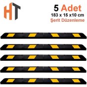 Resim 5'li kauçuk araç stoperi, oto park stoperi 183x15x10 cm- set 