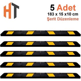 Resim 5'li kauçuk araç stoperi, oto park stoperi 183x15x10 cm- set 