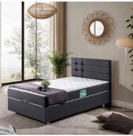 Resim Viyana Tek Kişilik Baza Başlık Comfort Yatak Seti Antrasit 100 x 200 