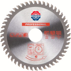 Resim TORGWIN Profesyonel Karbür Testere Bıçağı, 115/125mm x 22.23mm, 36/48 Diş - Pürüzsüz, Verimli Kesimler için Hassas Ahşap Kesme Diski, Ahşap, PVC, Metal için İdeal 