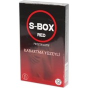 Resim S-BOX Red Özel Kabartma Yüzeyli Prezervatif 12 li 
