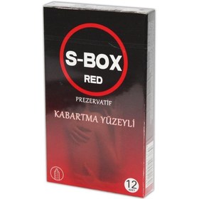Resim S-BOX Red Özel Kabartma Yüzeyli Prezervatif 12 li 