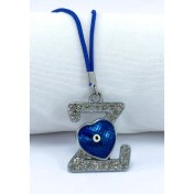 Resim Nazar Boncuklu Z Harfi Araba Dikiz Ayna Süsü Metal Hediyelik Aksesuar 