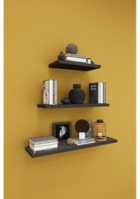 Resim Asra Trend Modern 3'lü Uçan Raf Çok Amaçlı Duvar Rafı Organizer %100 Mdf Kitaplık Mutfak Banyo Rafı Drf05 Koyu Gri 