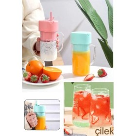 Resim Renkli Taşınabilir USB Elektrikli Meyve Sıkacağı Paslanmaz Çelik Blender 