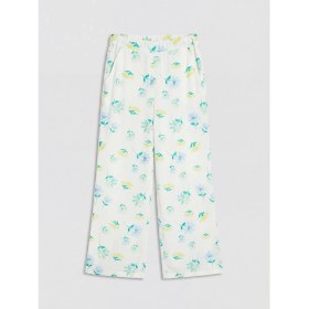 Resim LC Waikiki Lcw Kids Beyaz Çiçek Desenli Kız Çocuk Poplin Pantolon 