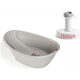 Resim Okbaby Bella Dijital Termometreli Çift Yönlü Bebek Küveti A.Gri + Splash Bebek Duşu 