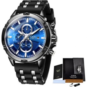 Resim Hanyang Siyah Mavi Lıge Üst Marka Relogio Masculino Erkek Saatler Lüks Ünlü Erkek Saati Moda Rahat Kronograf Askeri Kuvars Kol Saati (Yurt Dışından) 