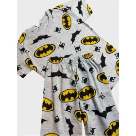 Resim Aliş Kids Erkek Çocuk Pamuklu Gri Kısa Kollu Şortlu Yazlık Pijama Takımı 