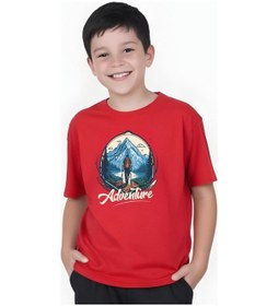 Resim Panios Kids Adventure Baskılı Erkek Çocuk Yuvarlak Yaka Kısa Kollu T-shirt Kırmızı 