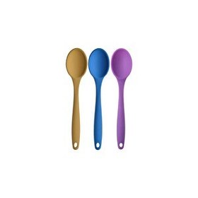 Resim Kitchen Design Lab Büyük Boy Yanmaz Yapışmaz Sarı Mavi Mor Silikon Kaşık Servis Seti 3 Adet 