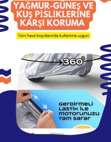 Resim Genel Markalar Lifan Tay 100 Arka Çanta Uyumlu Motor Branda Örtü Miflonlu Premium 4 Mevsim Koruma Gri 