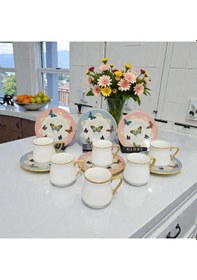 Resim Sudedi Home Sudedi Butterfly Altın Yaldızlı Kahve Fincan Takımı Çok Renkli 