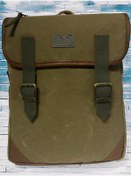 Resim Vintage Kanvas Su Geçirmez Design Unisex Laptop Bölmeli Gezi Okul Seyahat Kamp Sırt Çantası 29x37cm Camel 