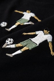 Resim Erkek Çocuk Futbolcu Nakışlı Tişört ve Eşofman Altı Takımı - Siyah / 9-10 Yaş 