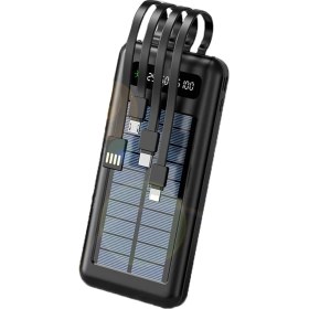 Resim Robeve Acl 10000 Mah Powerbank Göstergeli Powerbank Solar Fenerli Güneş Enerjili Type C - Lightning - Micro USB - USB Kablolu Powerbank Taşınabilir Şarj Aleti Hızlı Şarj Aleti Powerbank Pw-59 