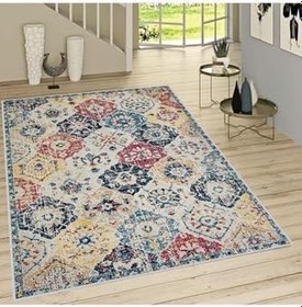 Resim Rovigo Dijital Baskı Yıkanabilir Kaymaz Taban Salon Halısı RVG1465, Mavi, 160 x 120 