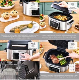 Resim Karaca 6 Kişilik Geniş Hacim Dijital Ekran ve 7 Ön Programlı Premium Airfryer ve Izgara Makinesi 6lt 