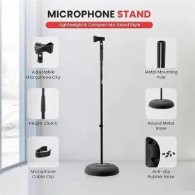 Resim AyrStore Evrensel Kompakt Tabanlı Mikrofon Standı - 2,8 Ila 5 Ft Yüksekliği Ayarlanabilir Ağır Hizmet 
