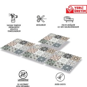 Resim Tink Kendinden Yapışkanlı Kimono Desenli Pvc Karo 30X30 cm (56 Adet) 5m2 