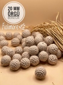 Resim Fiolimore 20 mm Pudra Pembe Örme Boncuk (5 Adet) Örgü Tasarım Emzik Zinciri Malzeme 