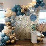 Resim 165 Adet Beaumode Mavi Taş ve Altın Balon Süsleme Seti, Karışık Boyutlar 12.7/25.4/45.72 cm, Doğum Günü, Vaftiz, Bebek Partisi, Yıldönümü, Genel Kutlamalar İçin Emülsiyon Balonlar, Elektrik Gerektirmez 
