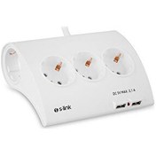 Resim S-Link SPG9-5-15 Akım Koruma ve 2 Adet 2.1 A USB Şarj Soketli Beşli Masaüstü Grup Priz 