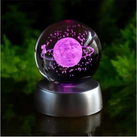 Resim Keyfim Shop Dekoratif 3D Satürn Kız Samanyolu Renk Değiştiren Işıklı Kristal Küre 