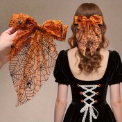 Resim 1 adet Kızlar için Halloween Örümcek Ağı Kemer Saç Tokası - Siyah Detaylı Turuncu Örümcek Tasarımı, Dayanıklı Polyester Parti Aksesuarı, Gençler için Halloween Kostümü ve Temalı Etkinlikler, Halloween Kostümü Aksesuarı | Eğlenceli Tasarım | Dayanıklı Saç Tokası, Halloween Süsleri 