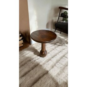 Resim Wood Wooden Ahşap Tekli Vazo Mantar Yan Sehpa Modern Ceviz Renk Fiskos 