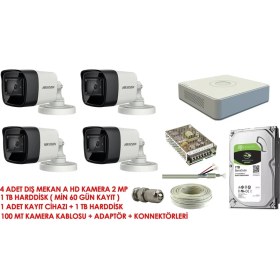 Resim Hikvision Hıkvısıon 4lü Kamera Set 1 TB HDD 