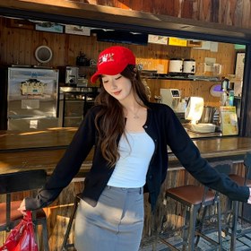 Resim Kadınlar için sonbaharlık ve kışlığın en çekici 2025 yeni stil sarı örgü hırka, ince dokulu gevşek üst giyim 