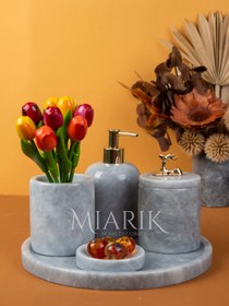Resim MIARIK DESIGN & DEKORASYON Dekoratif Mermer 5li Geyik Detaylı Banyo Seti Takımı 