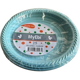 Resim Roll-up Kullan At Renkli Turkuaz Parti Davet Plastik Tabak - 22 Cm. - 25 Adetlik Paket 