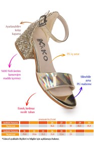 Resim Kiko Kids Sheila Ayna Çam Günlük Kız Çocuk 3 Cm Topuklu Sandalet Abiye Ayakkabı Altın 