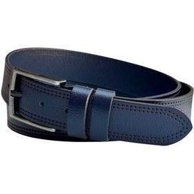 Resim Süzer Deri 4 Cm. Spor Model Hakiki Deri Kenarları Dikişli Erkek Kemer Lacivert 
