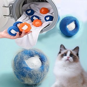 Resim 10'lu Set, Yeniden Kullanılabilir Evcil Hayvan Tüyü Temizleme Topları, Giyim İçin Lint Temizleme Topları, Çamaşır Makinesi Lint Yakalayıcıları, Kedi Tüyü ve Lint Filtreleri. 